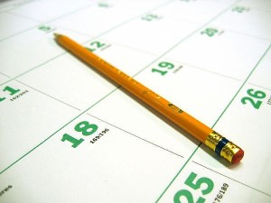 Pencil on calendar